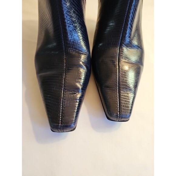 Gianni Bini blue Leather High Heel Zip Ankle Boot Bootie Pump Women Shoes 6.5 - Picture 5 of 5